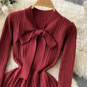 Red knit holiday dress